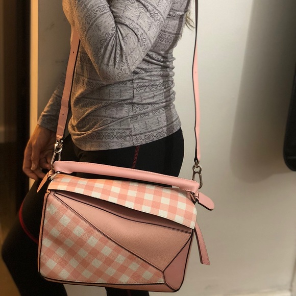 Loewe Puzzle Gingham bag (salmon) - Picture 3 of 3